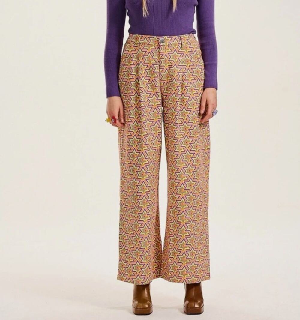LUCY & YAK Cole Jeans Organic Twill Starlight Baggy Neon Sz 36/US 14 NWT {Y3}